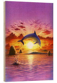 Hout print  Day of the dolphin - sunset - Robin Koni