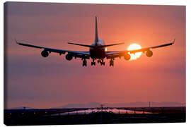 Canvas print  Aeroplane landing at sunset - David Nunuk