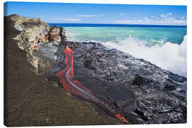 Canvas print  Lava flowing into ocean, Hawaii - David Nunuk