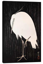 Canvas print  Witte kraanvogel in de regen - Ohara Koson