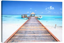 Canvas print  Pier to tropical blue sea, Maldives - Matteo Colombo