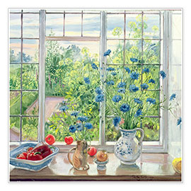 Poster  Cornflowers and Kitchen Garden - Timothy Easton