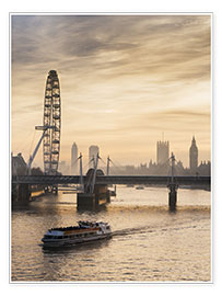 Premium poster Millenium Wheel with Big Ben, London, England