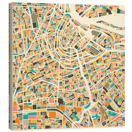 Canvas print  Amsterdam map colorful - Jazzberry Blue