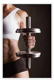 Poster  Sportswoman with dumbbell