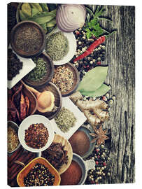 Canvas print  Spices And Herbs On Rusty Old Wood