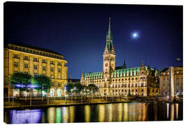 Canvas print  Moon over the town hall in Hamburg - Tanja Arnold Photography