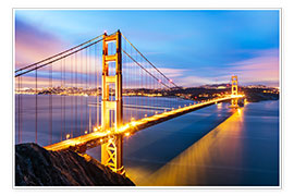 Premium poster  Sunrise over Golden gate bridge and San Francisco bay, California, USA - Matteo Colombo