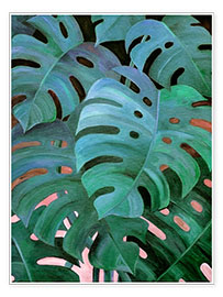 Premium poster  Monstera Love in Teal and Emerald Green - Micklyn Le Feuvre