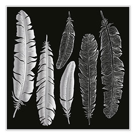 Poster  Feathers in silver