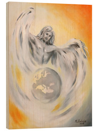 Hout print  Guardian angel world peace - Marita Zacharias