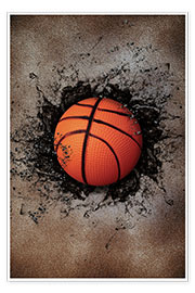 Poster  Steenmuur en basketbal