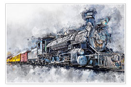 Poster  Steam locomotive Durango and Silverton Narrow Gauge Railroad - Colorado - USA - Peter Roder