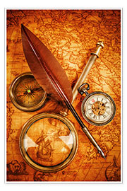 Poster  Compass and Clock