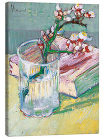 Canvas print  Bloeiend amandeltakje in een glas en een boek - Vincent van Gogh