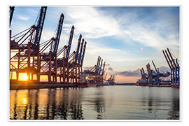 Poster  Hamburg | Germany | Port | Sunset | Reflection | Ship - Justin Schümann