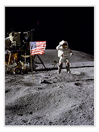 Poster Astronaut of the 10th manned mission Apollo 16 on the moon
