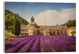 Hout print  Senanque Abbey with lavender fields - Elena Schweitzer