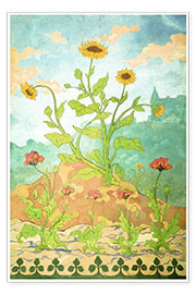 Poster Sunflowers and Poppies