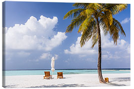 Canvas print  Beach with chairs and umbrella, Maldives - Matteo Colombo