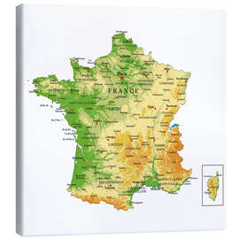 Canvas print  Kaart van Frankrijk