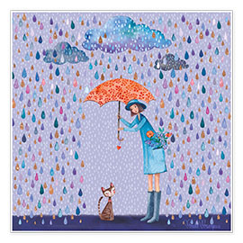 Poster It's raining, kitten