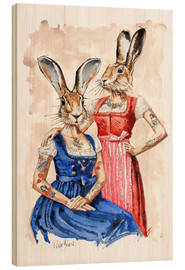 Hout print  Vlotte konijnen dames - Peter Guest