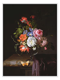 Premium poster A Still Life of Flowers in a vase on a ledge