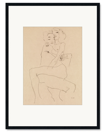 Ingelijste kunstdruk  Stel in omhelzing - Egon Schiele