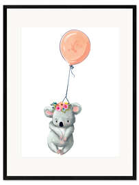 Ingelijste kunstdruk  Koala with balloon - Eve Farb